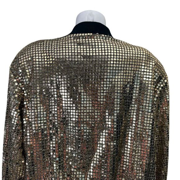 Monaliza Vintage 80’s Sparkling Gold Bling Full Zip  bomber Jacket size M/L - Picture 6 of 9